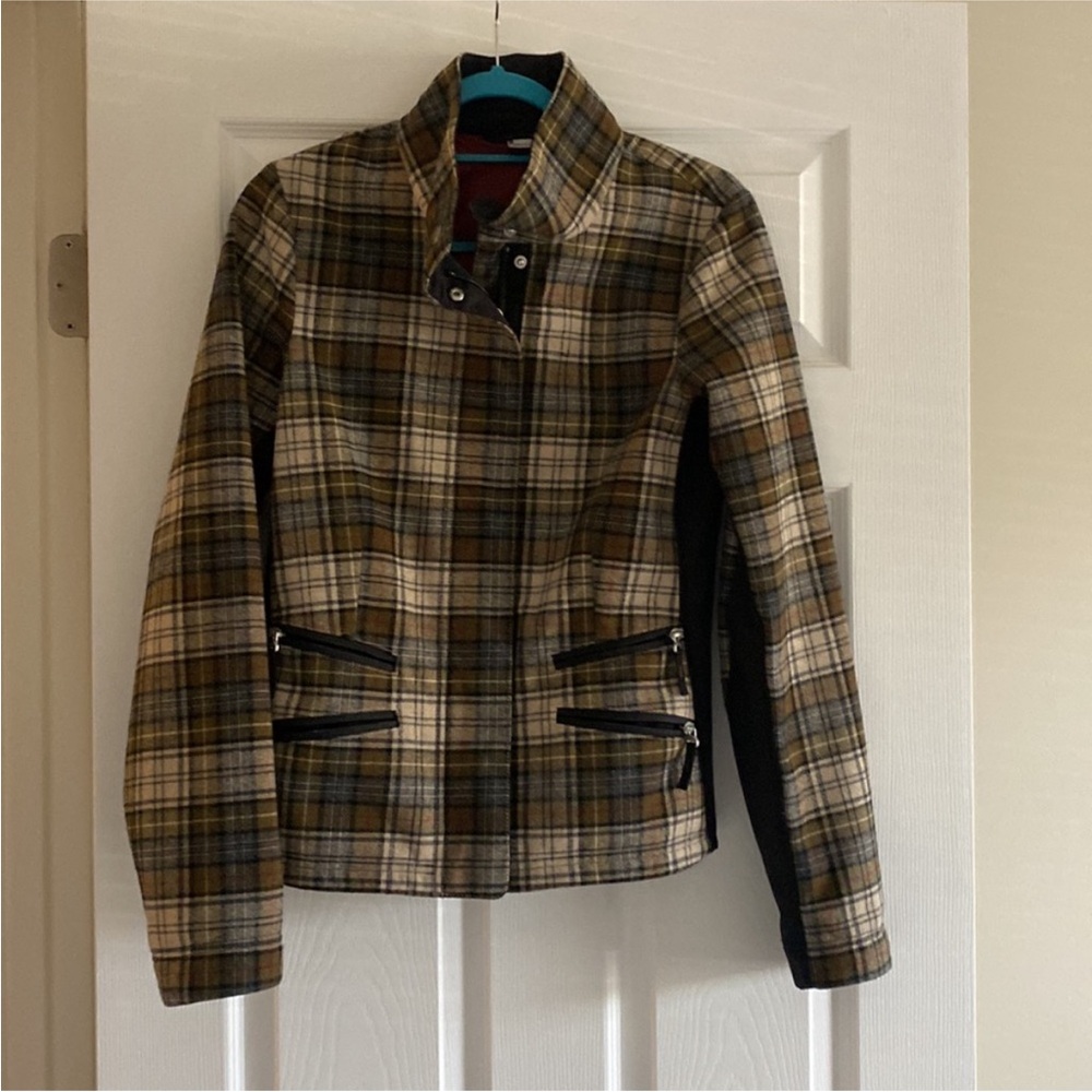 Bogner Fire + Ice Plaid print peacoat